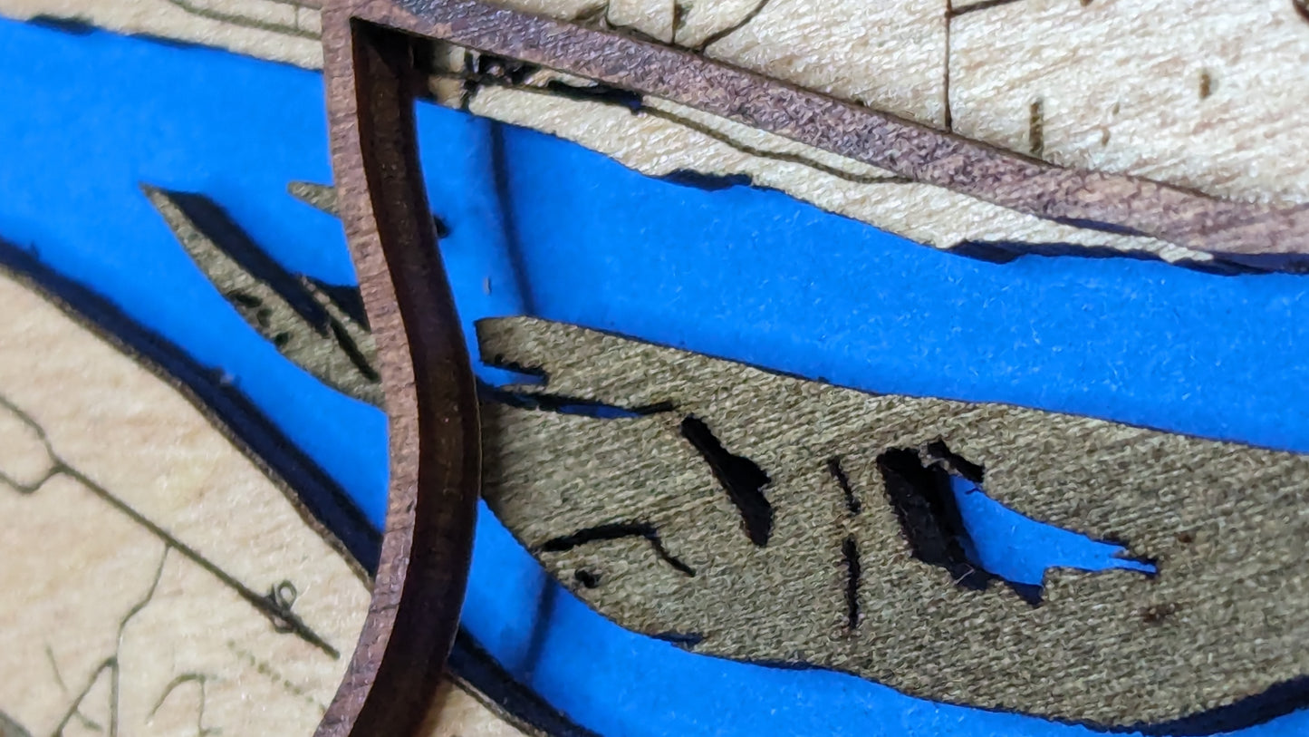3D Wood Cut Map - Portland Area Map