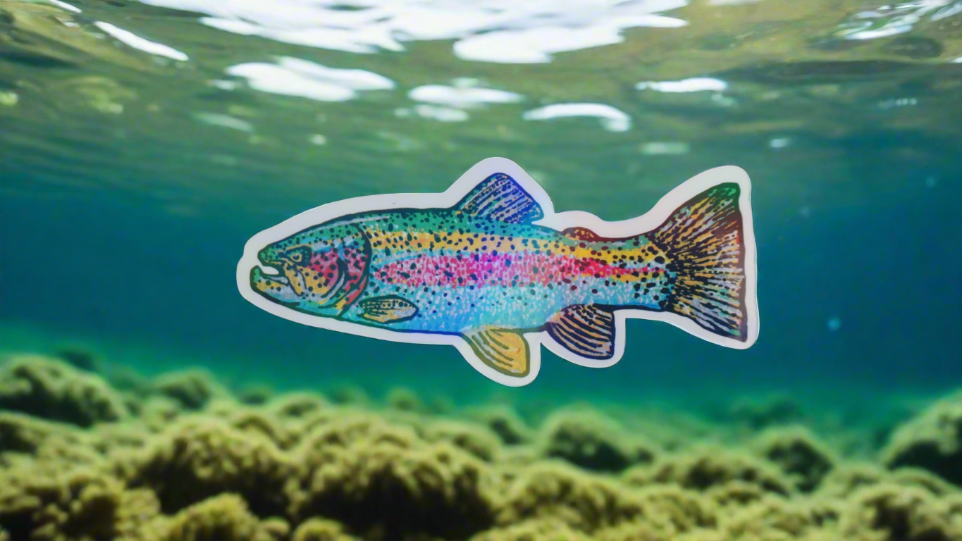 Rainbow Trout - Oncorhynchus mykiss - Fine Art Sticker - Iridescent - Various Sizes