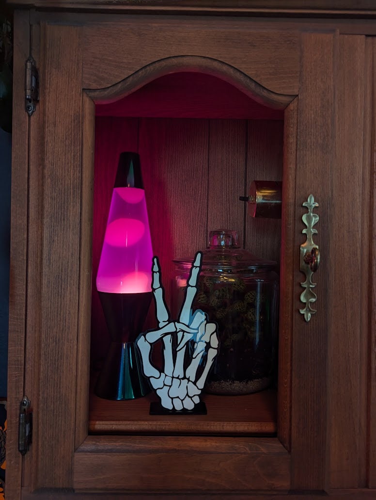 Handmade Acrylic Skeleton Hand Decor - Peace Sign - 8, 10, and 12 Inches