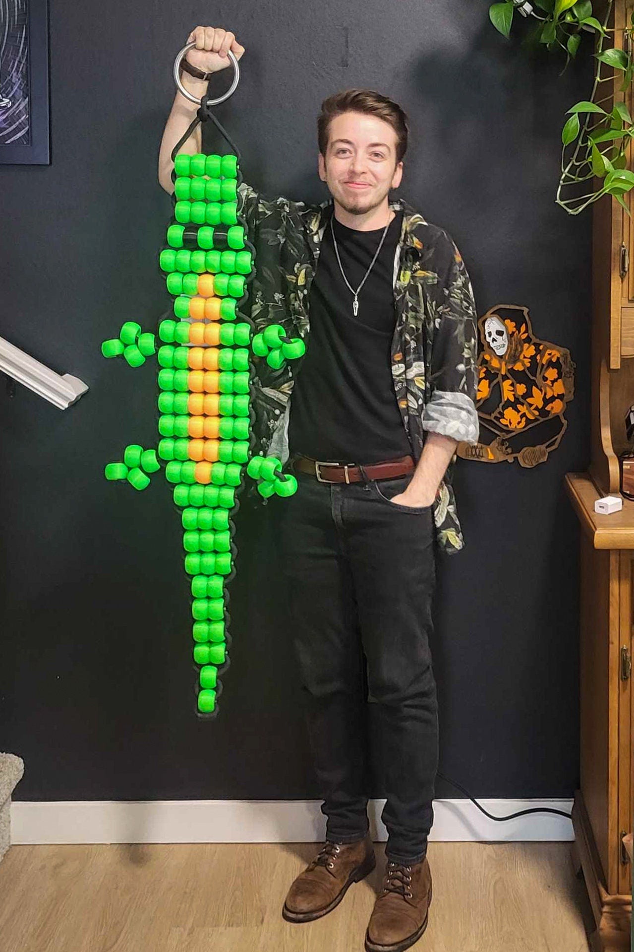 Handmade Jumbo 90s Alligator Bead Keychain