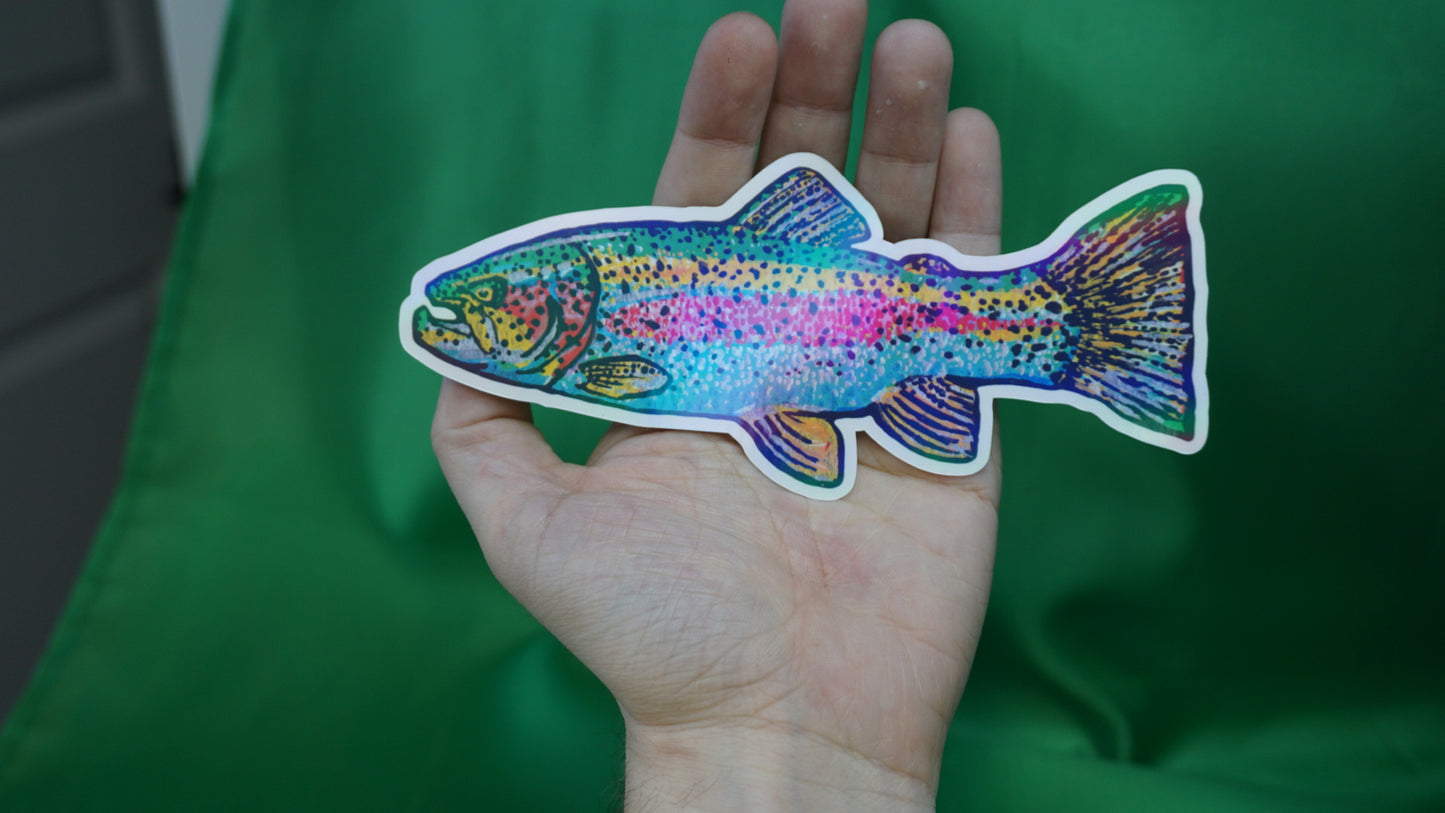Rainbow Trout - Oncorhynchus mykiss - Fine Art Sticker - Iridescent - Various Sizes