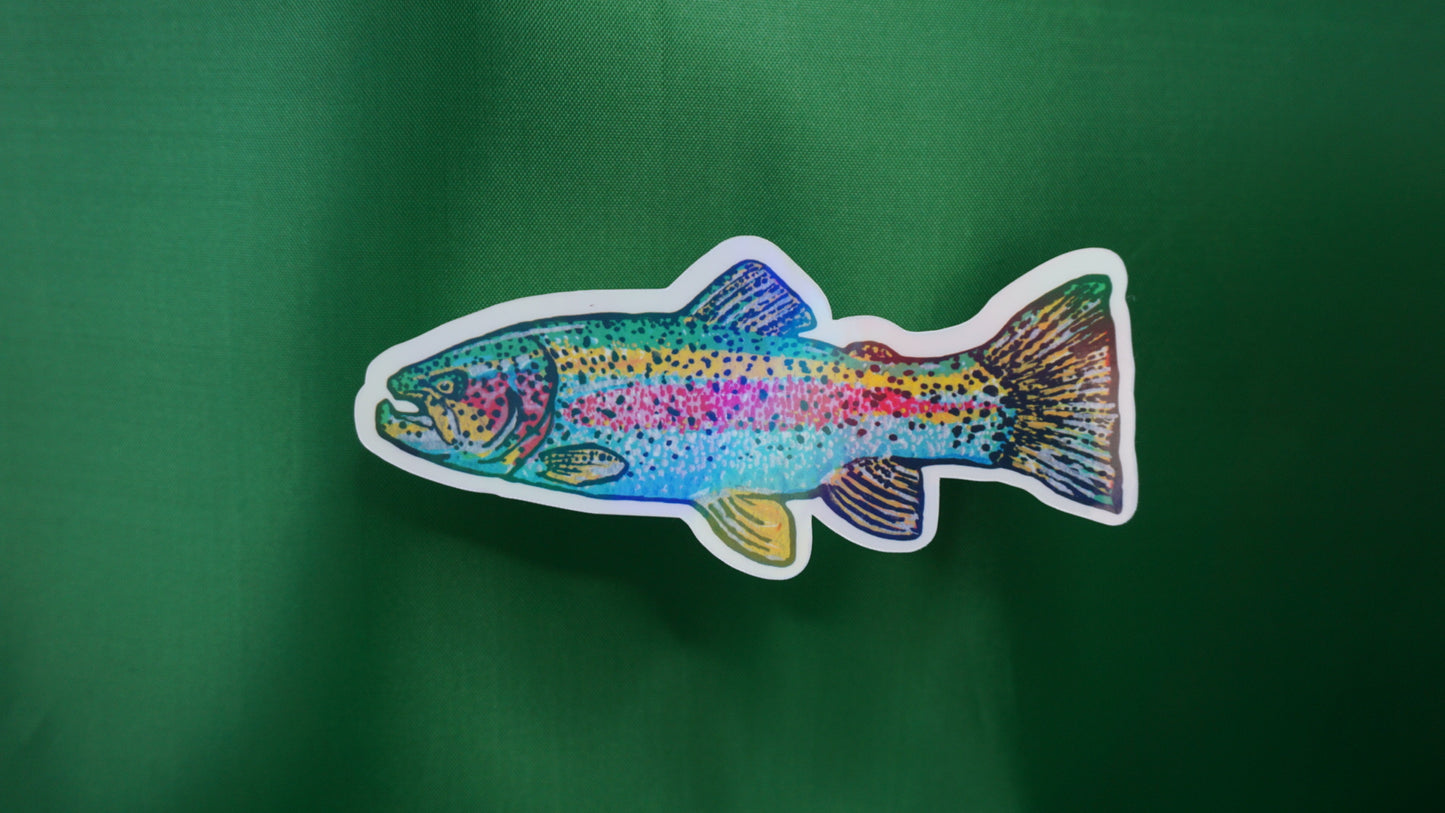 Rainbow Trout - Oncorhynchus mykiss - Fine Art Sticker - Iridescent - Various Sizes