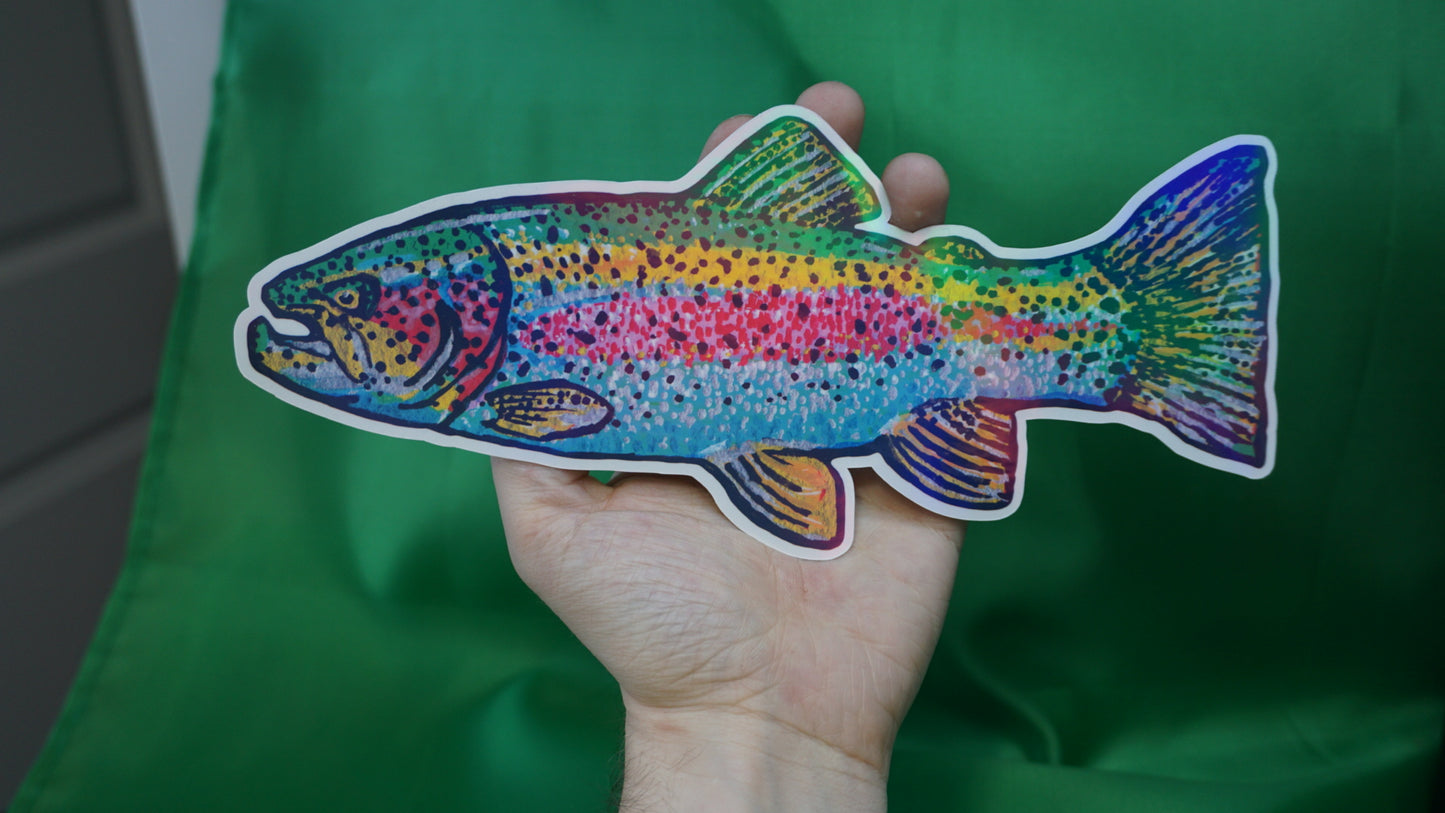 Rainbow Trout - Oncorhynchus mykiss - Fine Art Sticker - Iridescent - Various Sizes